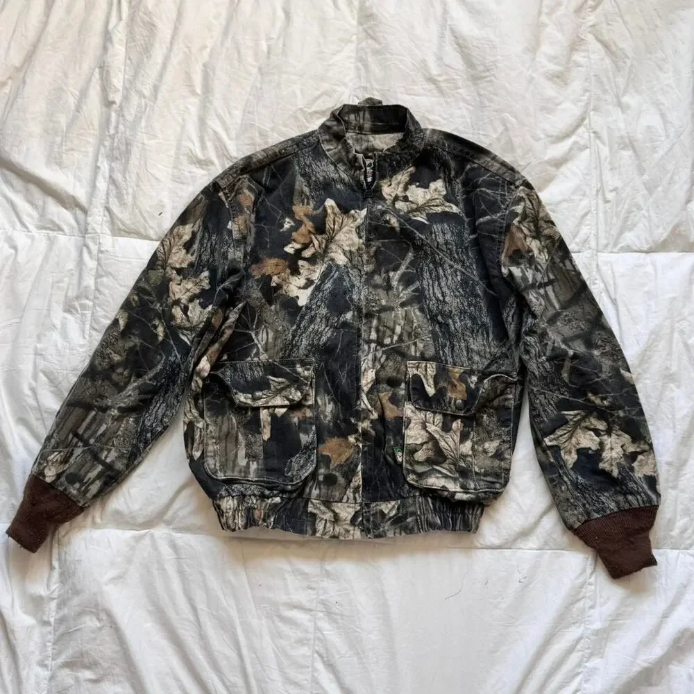 Mossy oak Camo bomber jacket youth large cargo‎ pockets cotton gorpcore hunting
